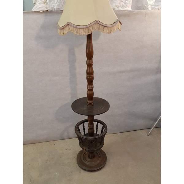 table with a lamp attached