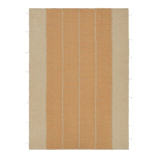Rug & Kilim’s Contemporary Kilim in Orange and Beige Textural Stripes For Sale