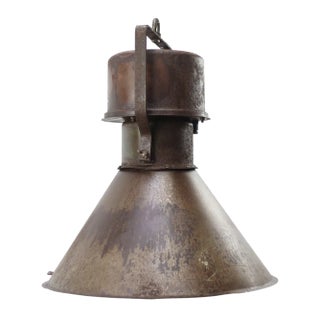 Vintage Industrial Rust Brown Metal Pendant Lamps For Sale
