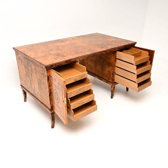 A wonderful antique Swedish Biedermeier style satin birch desk, dating from around the 1900-1910 period. The quality is...