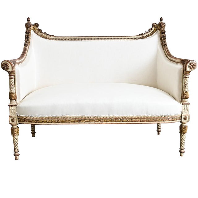 19th Century French 19th Century Louis XVI Style Parcel Gilt Canapé For Sale - Image 5 of 13