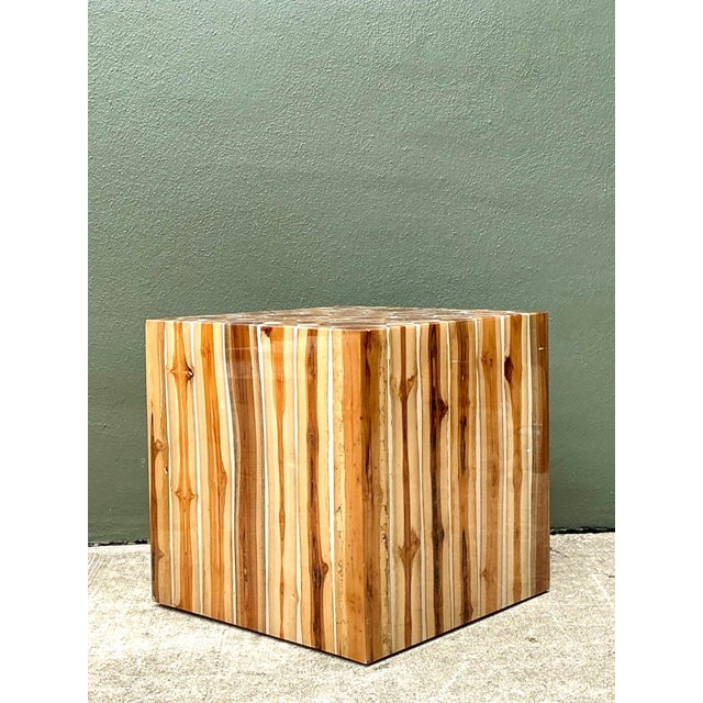 Vintage Natural Wood Block Accent Table For Sale In West Palm - Image 6 of 18