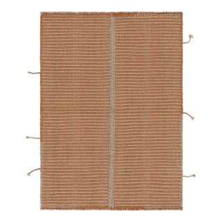 Rug & Kilim's Accent Kilim, Beige With Orange Textural Stripes For Sale