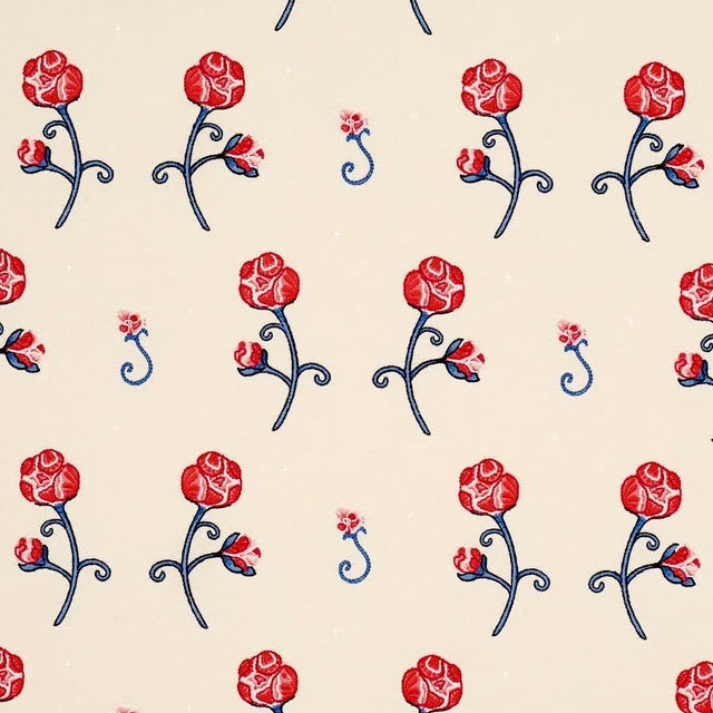 SAMPLE - Schumacher X Backdrop Rhinestone Cowboy Embroidery Fabric In Poppy For Sale
