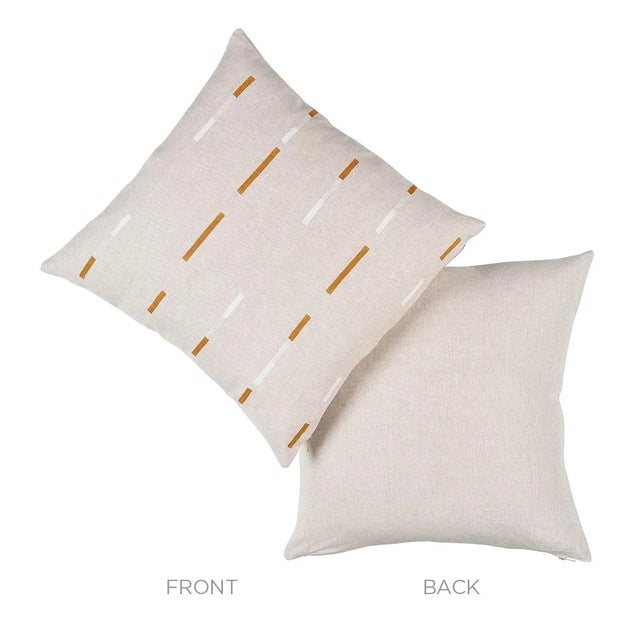 Contemporary Schumacher x Caroline Z Hurley Overlapping Dashes Pillow In Brown & White For Sale - Image 3 of 4