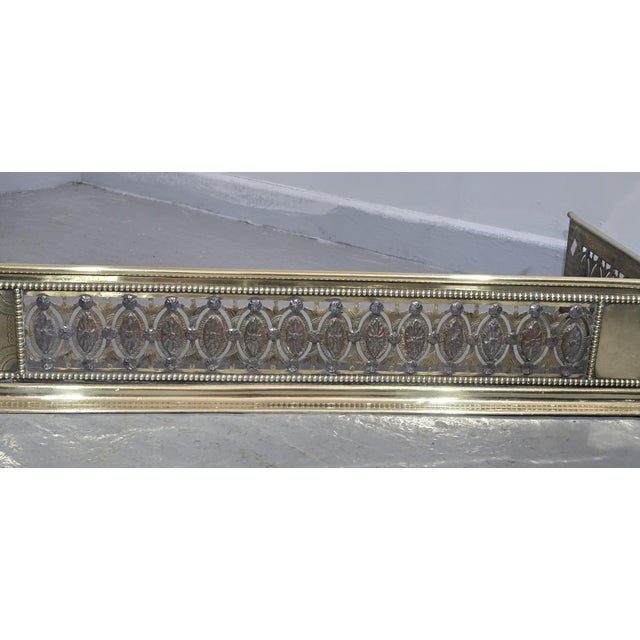 Large Georgian Brass and Cut Steel Fender For Sale - Image 4 of 11