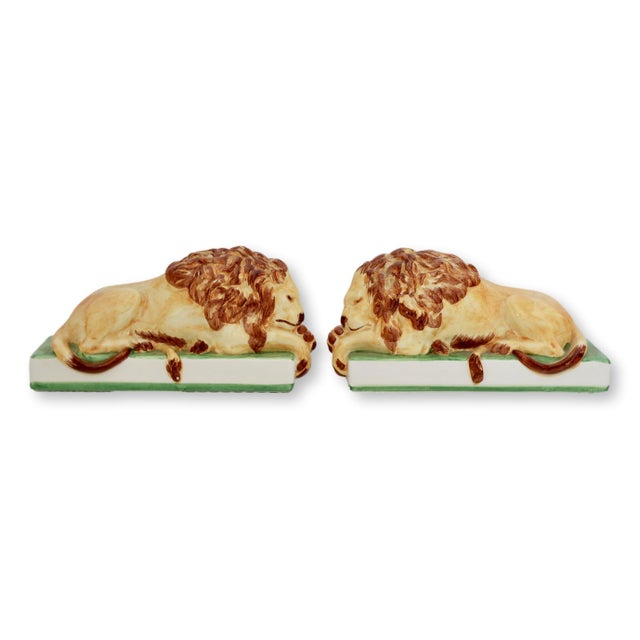 Mid 20th Century Italian Faience Lions, Pair For Sale - Image 5 of 6