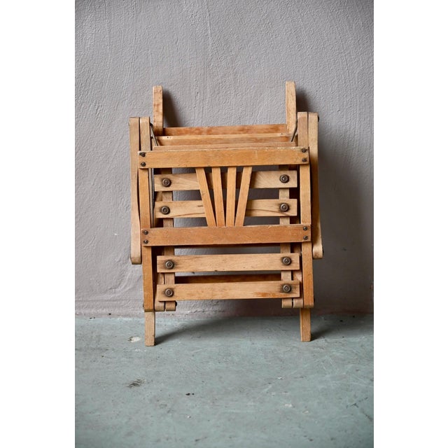 Brown Vintage Bohemian Folding Wooden Children's Chair, 1950s For Sale - Image 8 of 9