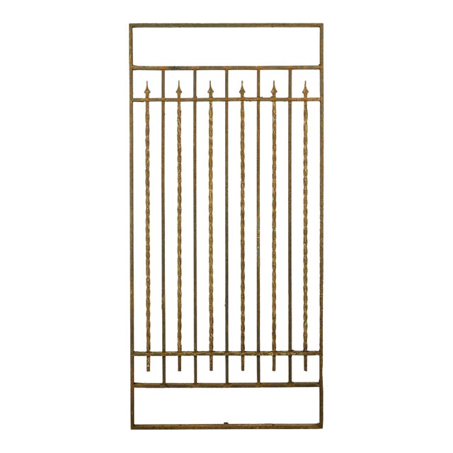 Mid 20th Century Reclaimed Wrought Iron Security Twisted Bars Window Guard For Sale