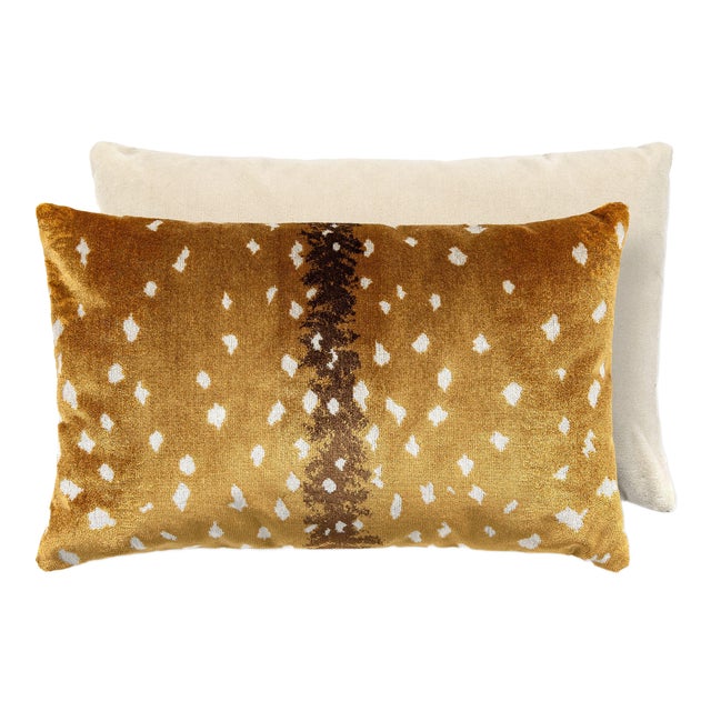 The House of Scalamandré Antelope / Velvet Lumbar Pillow, Tawny/beige, 22 X 14 For Sale