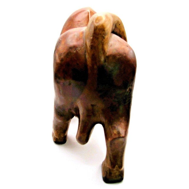 Large Vintage Mid-Century Modern Hand Carved Wood Bull Sculpture For Sale In Miami - Image 6 of 11