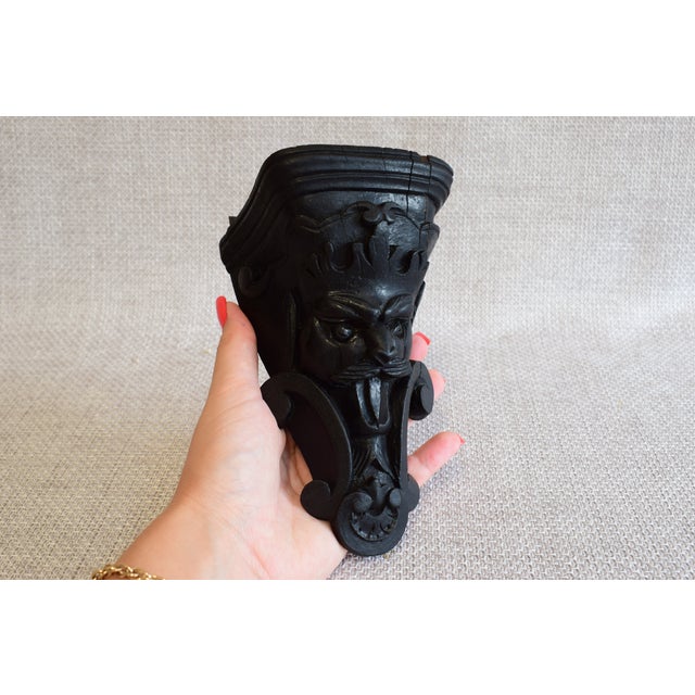 Napoleon III Victorian Black Wall Shelf with Green Man Carving, 1890s For Sale - Image 3 of 13