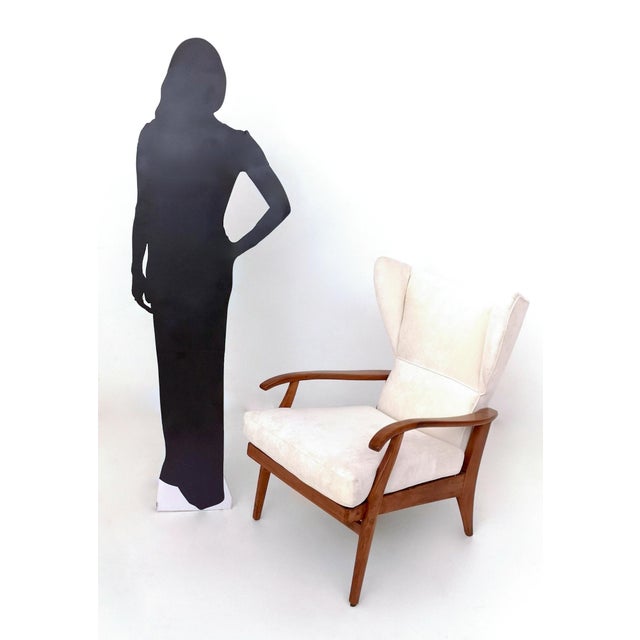 Mid-Century Modern Vintage Reclining Armchair with Cherry Frame, 1950s For Sale - Image 3 of 11