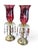 Vintage Hollywood Regency Red Glass & Crystal Prism Boudoir Lamps, Pair For Sale In Buffalo - Image 6 of 8