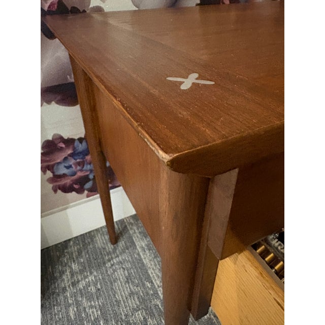 Rare MCM Merton Gershun American of Martinsville Walnut Dropleaf Desk With Aluminum Stars For Sale - Image 10 of 18