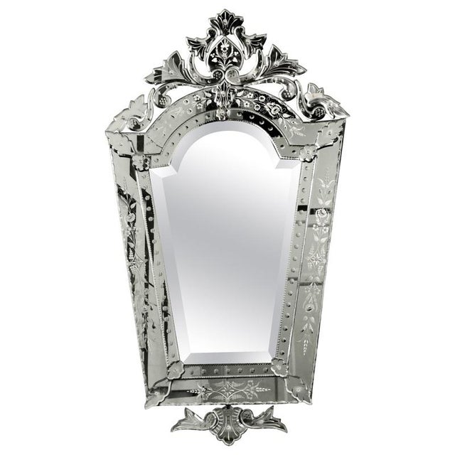 Glass Large Art Deco Venetian Mirror, 1950 For Sale - Image 7 of 7