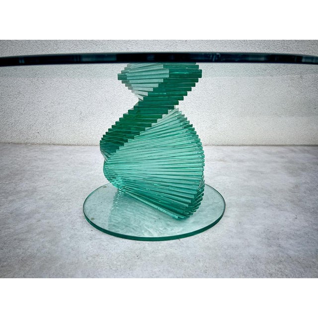 Glass Helix Spiral Sculptural Glass Coffee Table in the style of Danny Lane, 1980s For Sale - Image 7 of 11