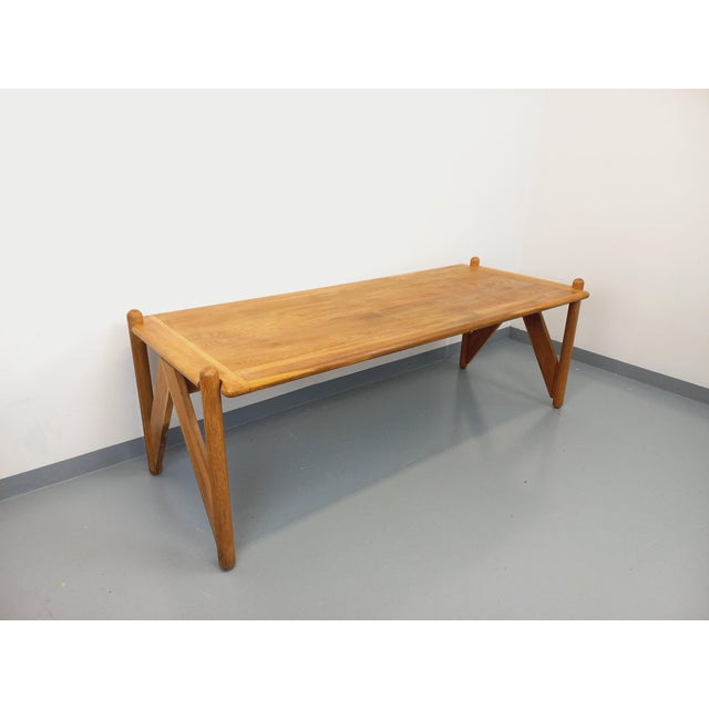Large Vintage Brutalist Table in Oak, 1960s For Sale - Image 4 of 18