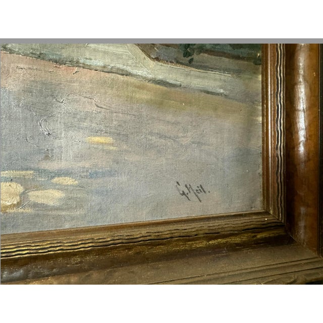 Early 20th Century Antique Impressionistic Landscape Oil Painting Countryside Chapel Signed G. Heil, Framed For Sale - Image 6 of 10