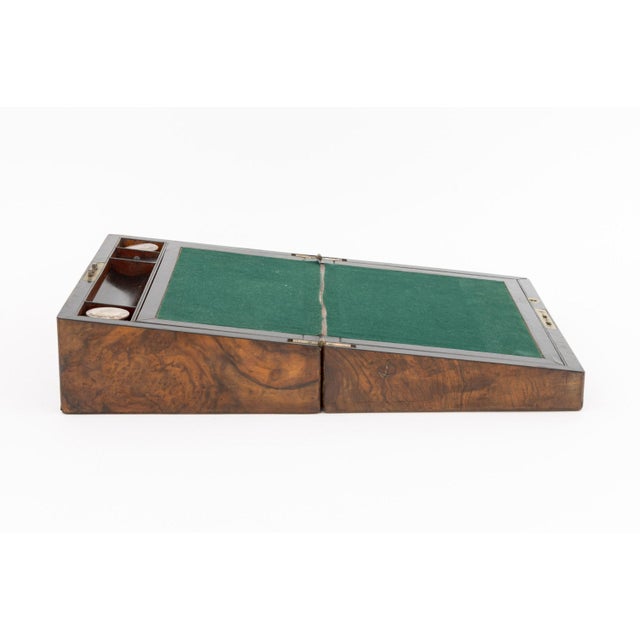 Wood Victorian Burl Walnut Writing Box For Sale - Image 7 of 12