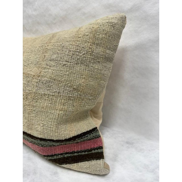 Contemporary Turkish Hemp Pillow Cushion Natural Beige Brown Blush Pink Green Pillow Cushion Cover 16" x 24" For Sale - Image 3 of 4