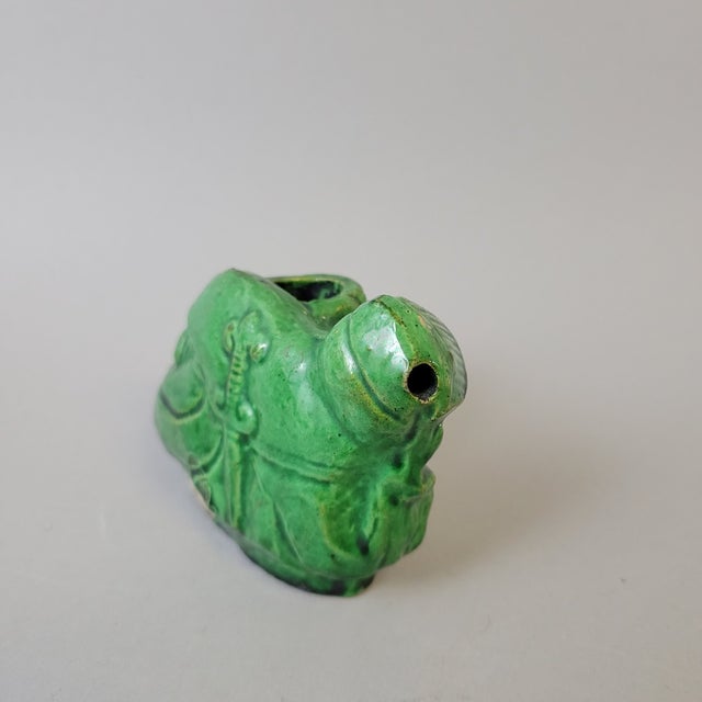 Figurative Late Qing Green-Glazed “Drunken Immortal” Ceramic Water Dropper For Sale - Image 3 of 7