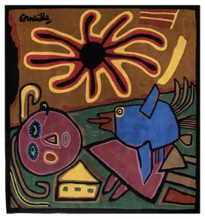 L'Oiseau Bleu Grand Soleil Rug by Corneille