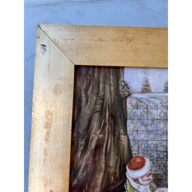 Early 20th Century Framed Hand Painted Porcelain “Teacher and Young Woman” After Amedeo Simonetti For Sale In West Palm - Image 6 of 12