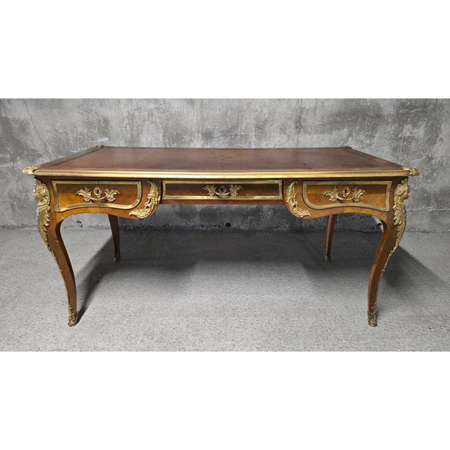 Large Louis XV Style Flat Desk in Mahogany, 1890s For Sale - Image 15 of 18