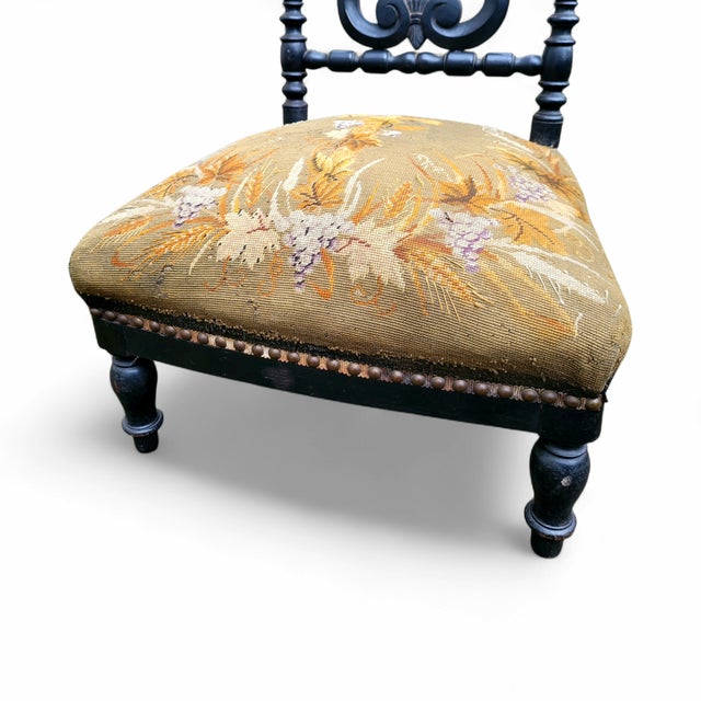 Antique French Prayer Chair with Carved Cross, 1880s For Sale - Image 15 of 16