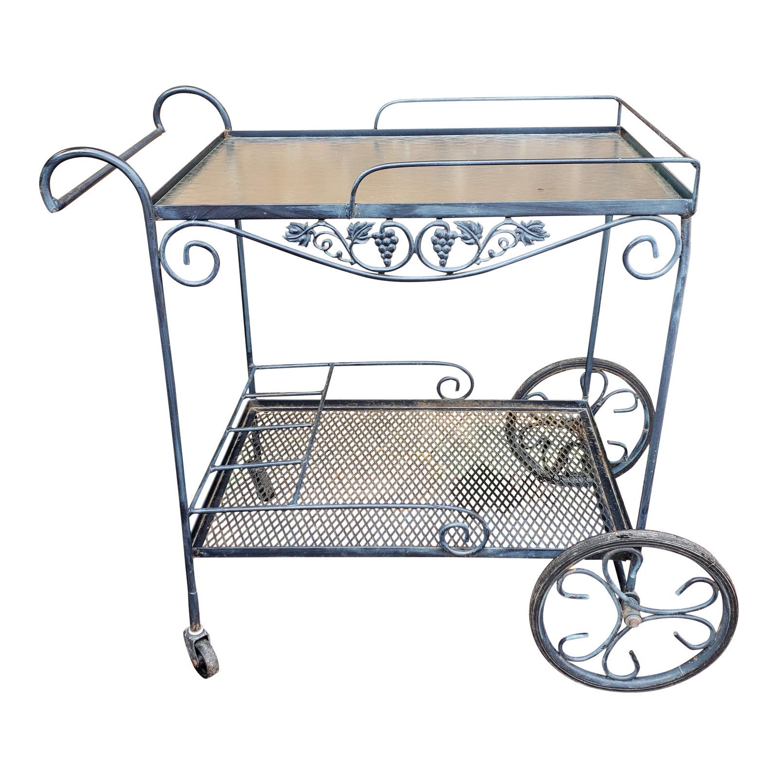 Vintage Mid Century Russell Woodard Salterini Wrought Iron Garden Patio Bar Cart Chairish