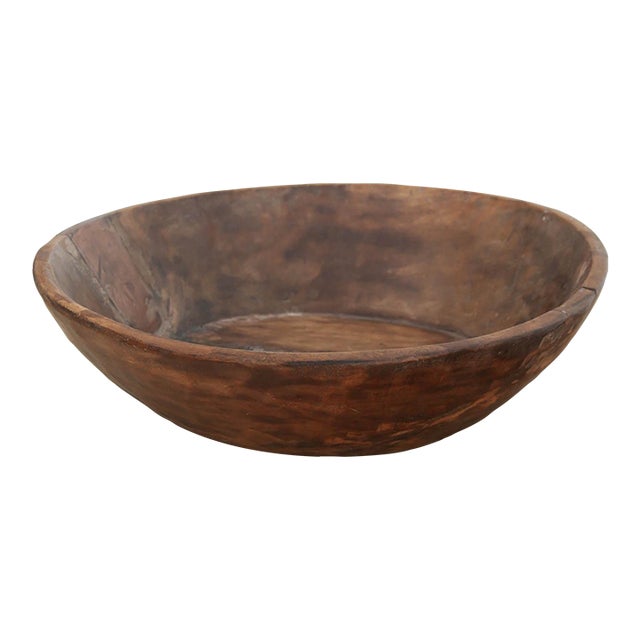 Authentic 16" Wood Decorative Bowl For Sale
