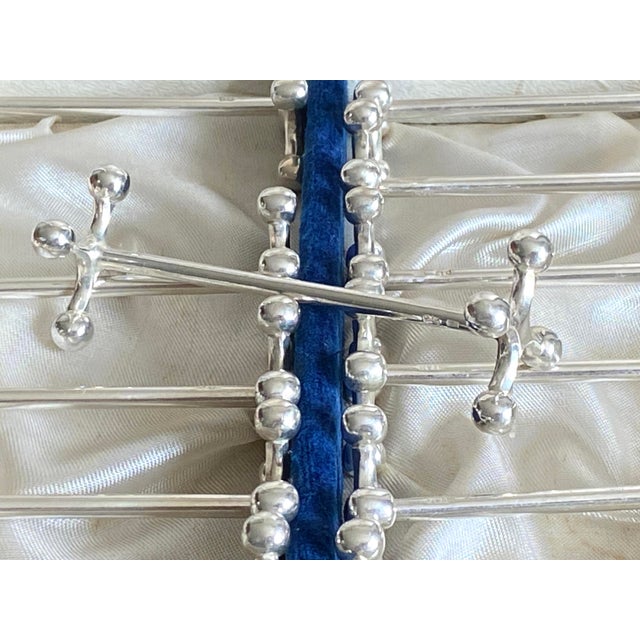 Modern Silver-Plated Metal Knife Rests in Box from Silversmith Sfam, Croix, France, 1960s, Set of 12 For Sale - Image 3 of 5