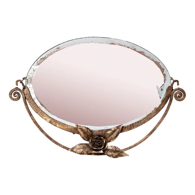 French Art Deco Oval Mirror, 1920s For Sale
