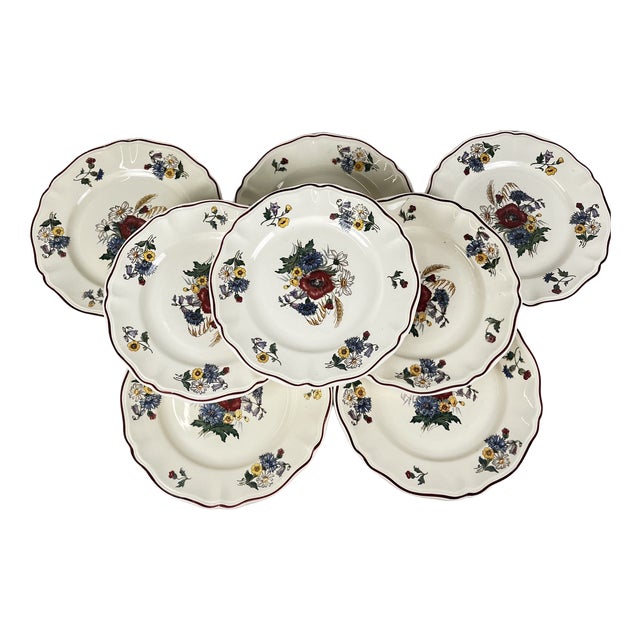 Vintage Agreste Dinner Plates from Sarreguemines, 1970s, Set of 8 For Sale