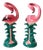 1986 Tropical Pink Flamingo Ceramic Candle Holder Pair by Five & Dime For Sale