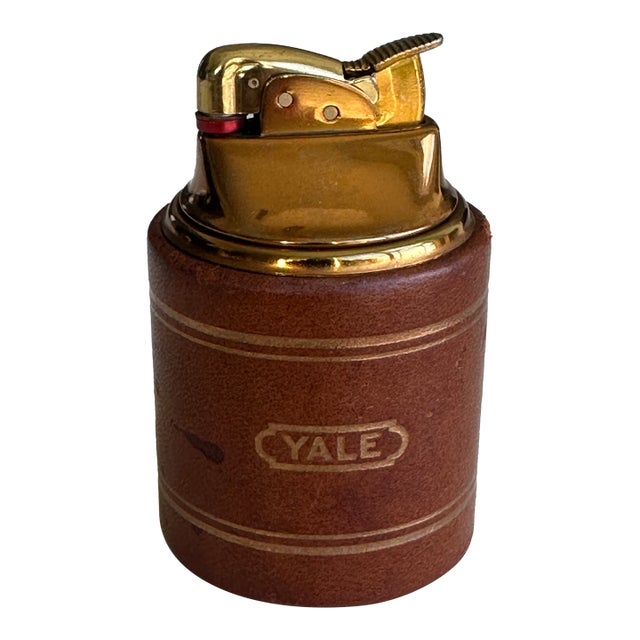Vintage Yale University Leather Table Lighter For Sale