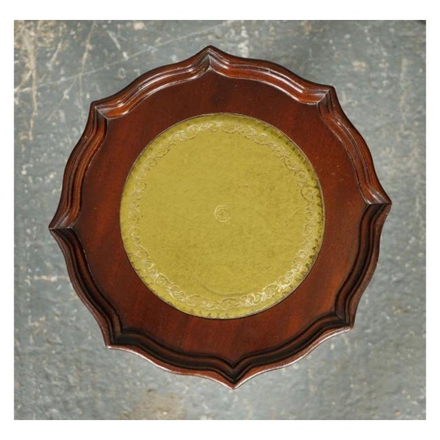 Vintage Green Leather Side Table with Tripod Feet For Sale - Image 6 of 13