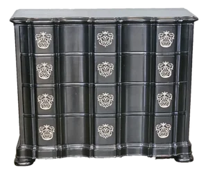 Late 20th Century Henry Link Black Lacquered Chest of Drawers Provential Style Commode 4 Drawers