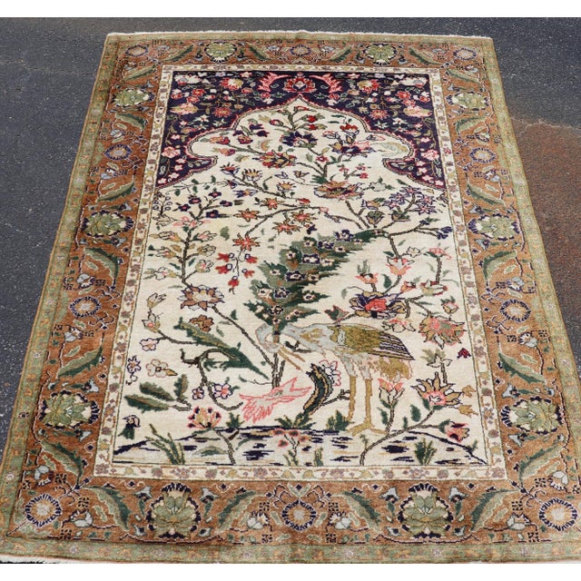 Silk Turkish Rug With Botanical Designs, Including Stylized Leaves For Sale In Atlanta - Image 6 of 16