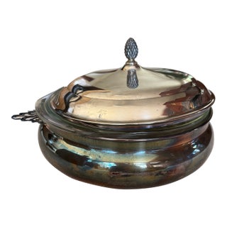 1960s Silver-Tone Metal Serving Dish With Lid For Sale