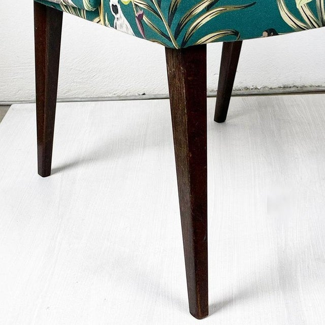 1950s Mid-Century Armchair with Green Ape-Patterned Fabric from Thonet, Austria, 1950s For Sale - Image 5 of 14