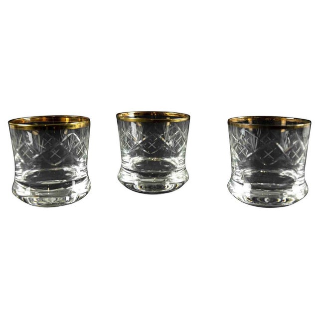 Glass Mid-Century European Glasses with Gilded Edges, Set of 3 For Sale - Image 7 of 7