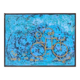 Al Robi Figural Abstraction Mixed Media on Canvas For Sale