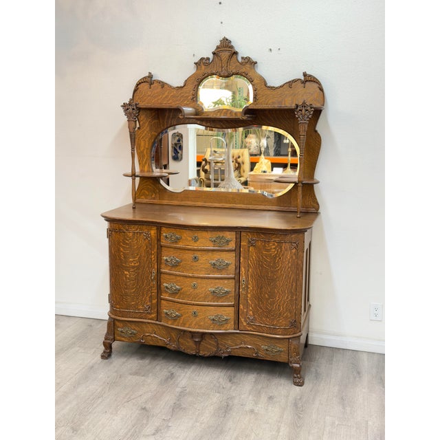 Vintage Quarter Saw Oak Sideboard For Sale - Image 10 of 12