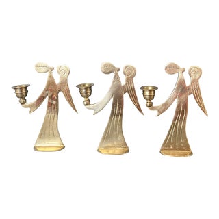 Brass Angel Taper Candle Holders Svenskt Tenn Stockholm Design - Set of 3 - Christmas Angels For Sale