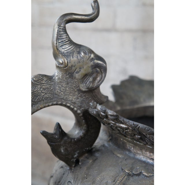 Mid 20th Century Mid 20th Century Figural Indian Bronze Outdoor Elephant Planter Handled Floor Urn For Sale - Image 5 of 12