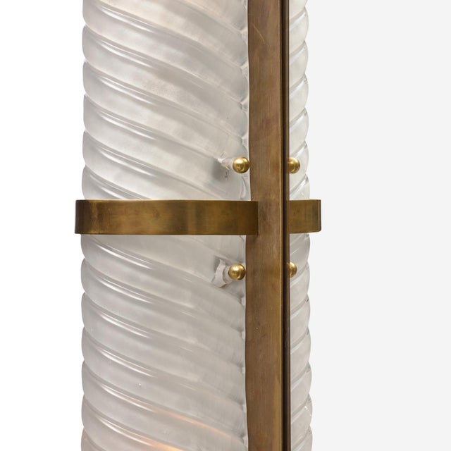 Brass Impressive Venetian Glass and Brass Mirror With Lighting, Murano, Italy For Sale - Image 8 of 9