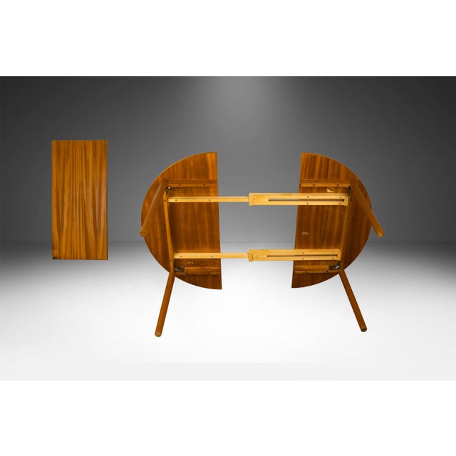 Mid-Century Modern Mid-Century Teak Round Oval Extendable Dining Table For Sale - Image 3 of 12