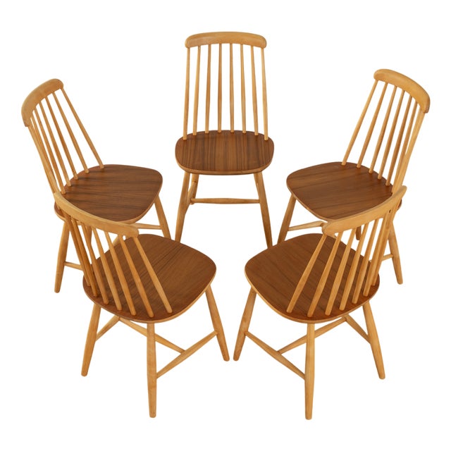 Vintage Rung Chairs, 1960s, Set of 5 For Sale